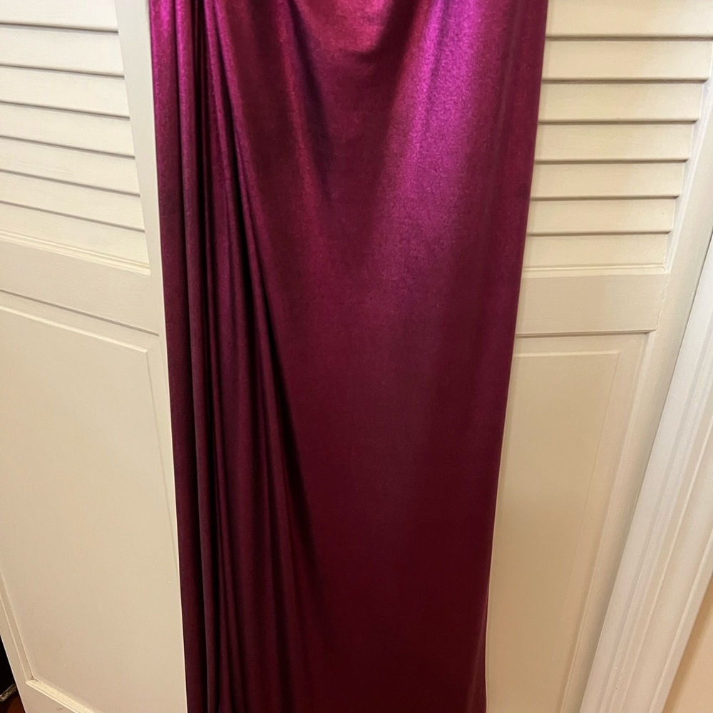 Robert Rodriguez Purple Metallic One Shoulder Gown Size 4 - Picture 4 of 16